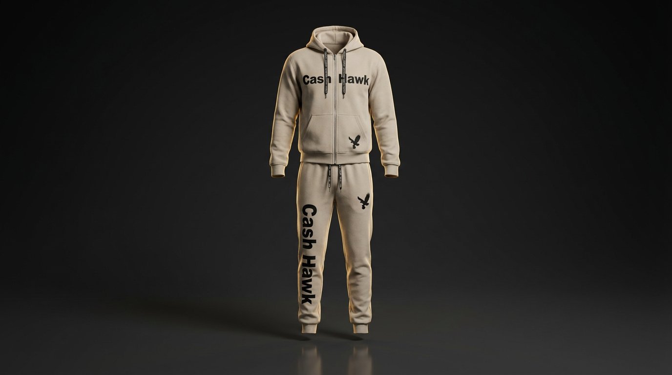 Cash Hawk Sandstone sweatsuit, alternate angle